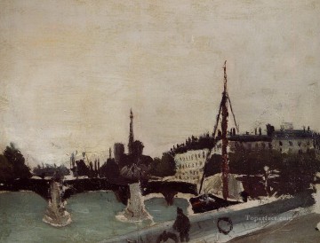  louis - Vista de la ile Saint Louis desde el estudio del Quai Henri IV 1909 Henri Rousseau Postimpresionismo Primitivismo ingenuo